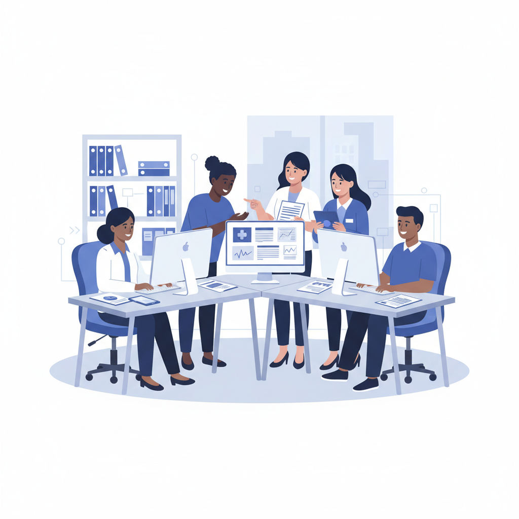 Medical billing team collaborating